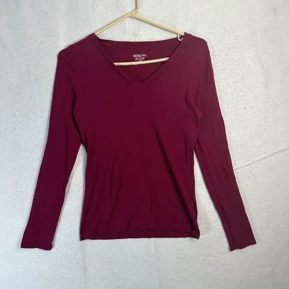 Merona Tops Merona Womens Long Sleeve Tee Medium Purple Vneck - Main Image